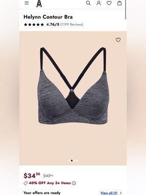 Adore Me Helynn Heather Charcoal Seamless Contour Bra